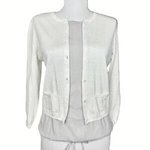 Effetto F sz XS US 2 Cashmere & Silk Sweater 3/4 Sleeves Ivory / Taupe Italy